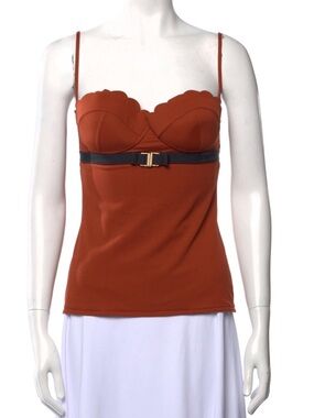 Chloé Rust Scalloped Bustier Tank Top with Belt